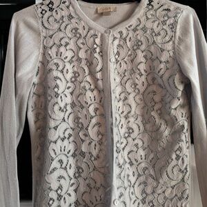 Elegant Lace Cardigan Sweater - Gray